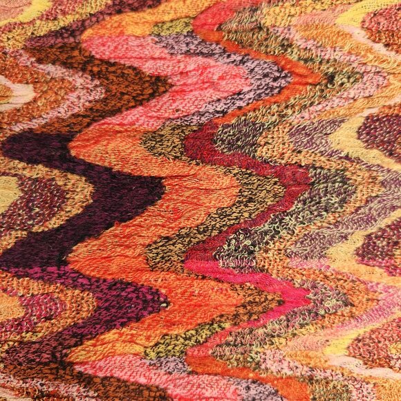 Orange Chevron Large Scarf Fall Winter Fringe Trim Women's - Picture 6 of 6